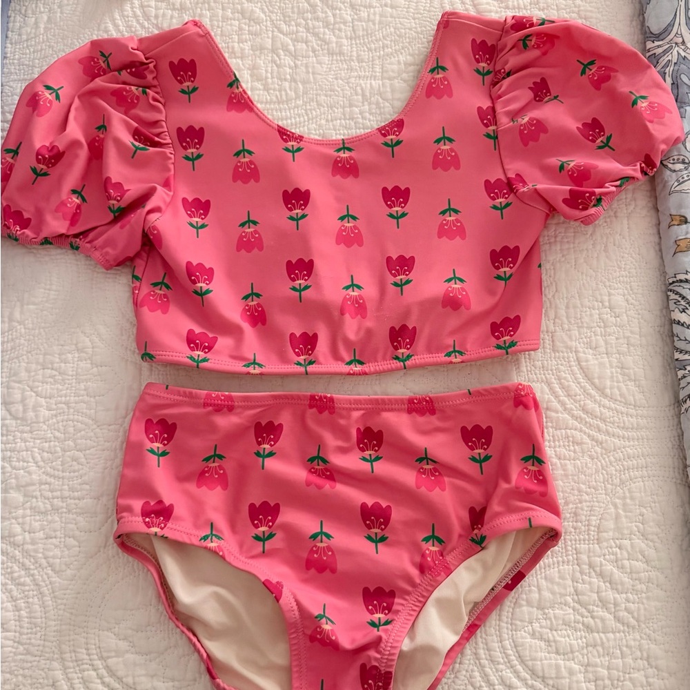Floral Pink Kids Swim Bikini